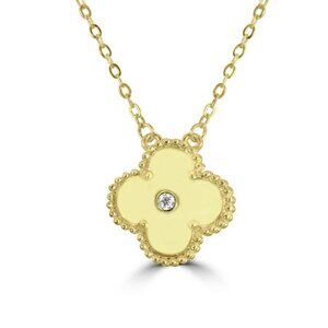 18k Gold Plated over Silver Necklace with Cubic Zirconia and Mother of Pearl